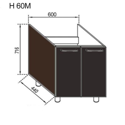 Тумба нижняя (мойка) Н 60М Адель